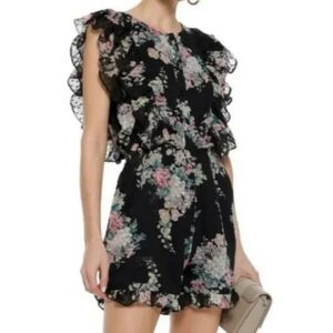 Walter Baker Chiffon Floral Ruffled Cottagecore Romper